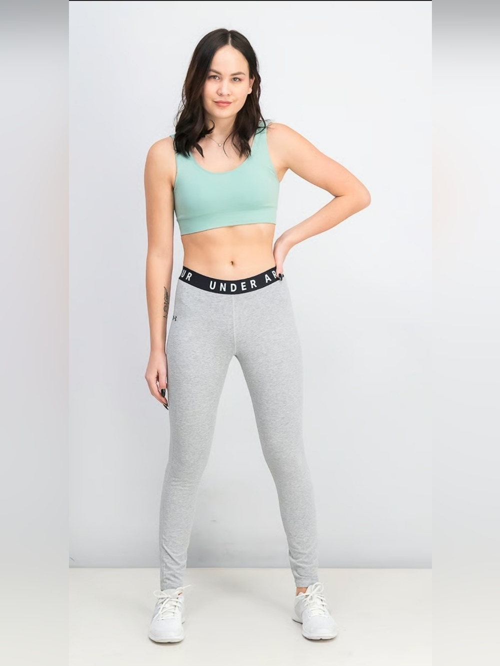 Under Armour Favorite Wordmark Leggings in light heather gray SM